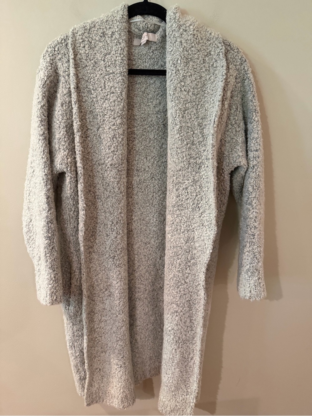 5/$25!! LOFT Light Gray Long Bouclé Open-Front Cardigan